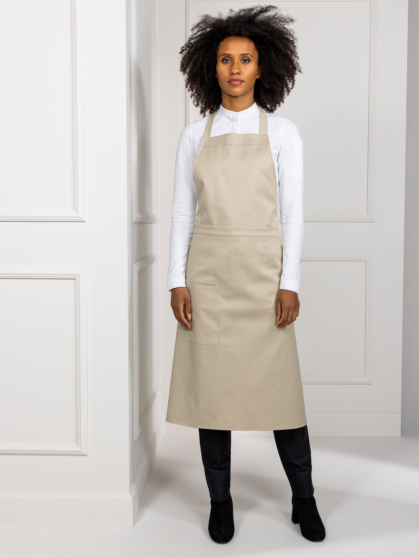 Bib Apron Phoenix Sand Denim by Le Nouveau Chef -  ChefsCotton