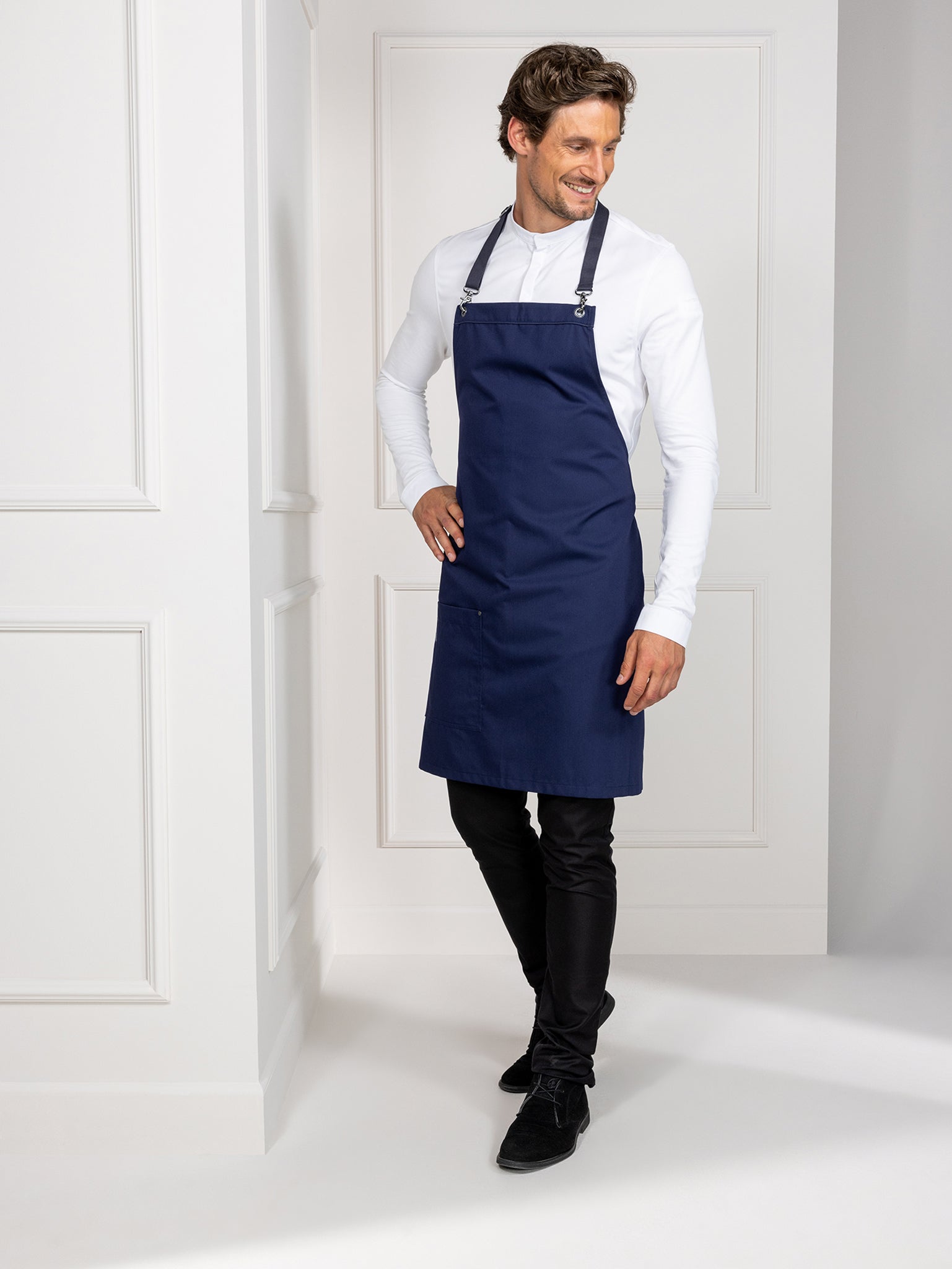 Bib Apron Davos Patriot Blue by Le Nouveau Chef -  ChefsCotton