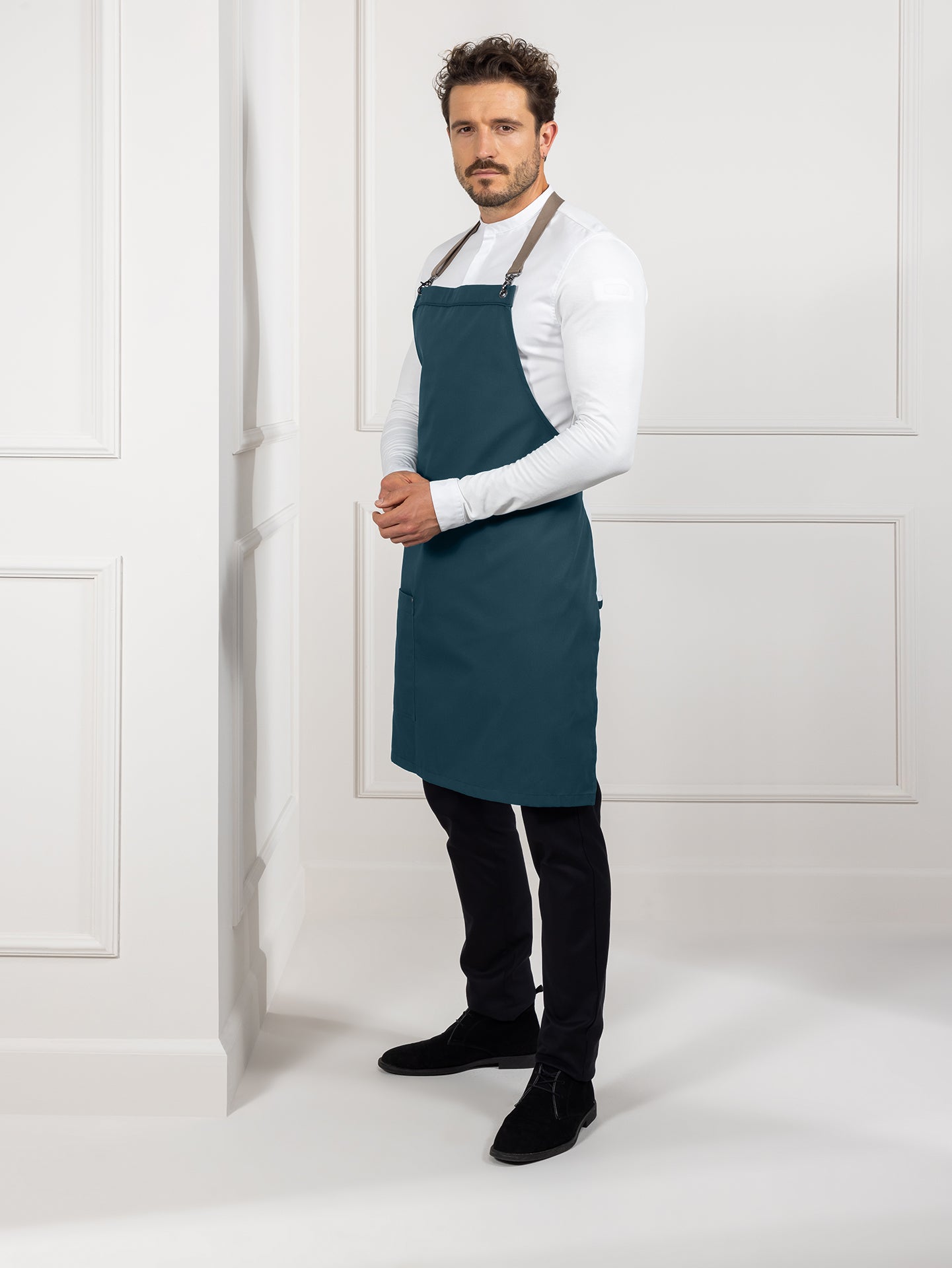 Bib Apron Davos Petrol by Le Nouveau Chef -  ChefsCotton