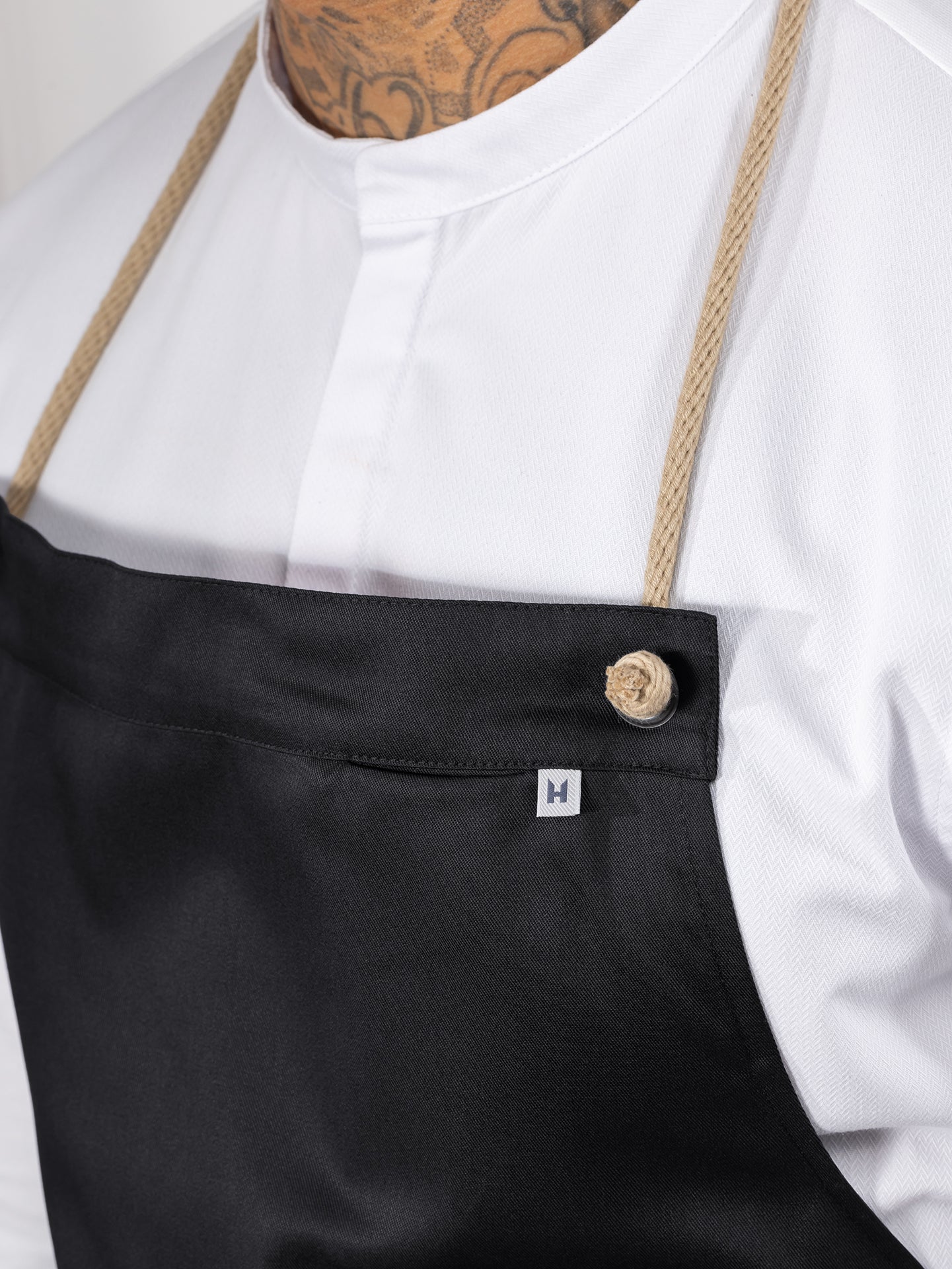 Bib Apron Spanish One Black by Le Nouveau Chef -  ChefsCotton