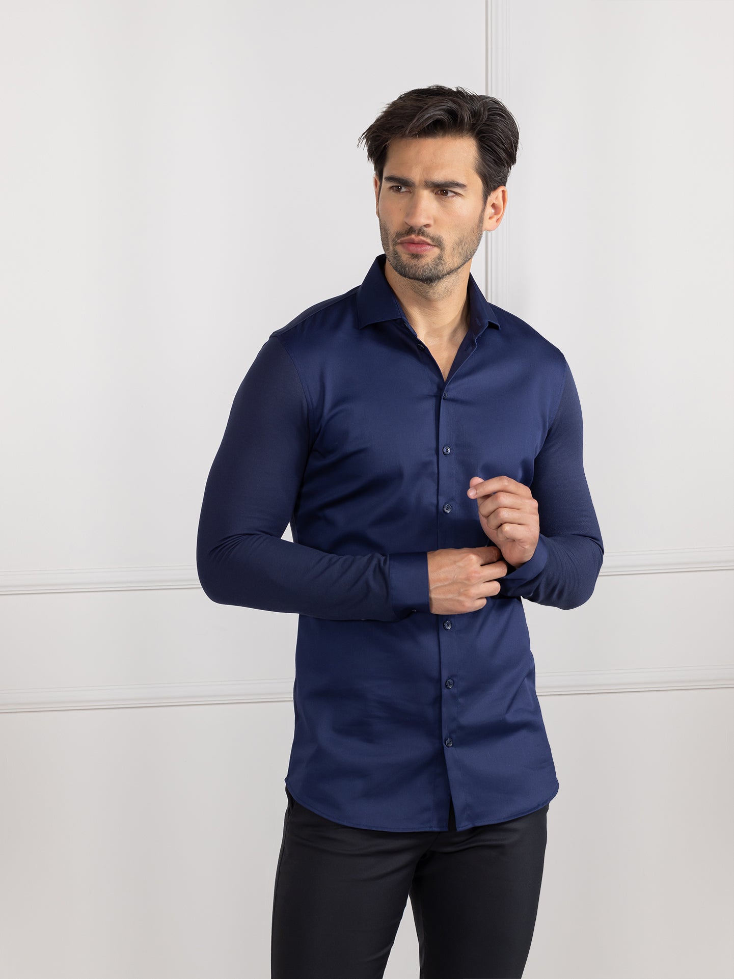 Service Shirt Liam Patriot Blue by Le Nouveau Chef -  ChefsCotton