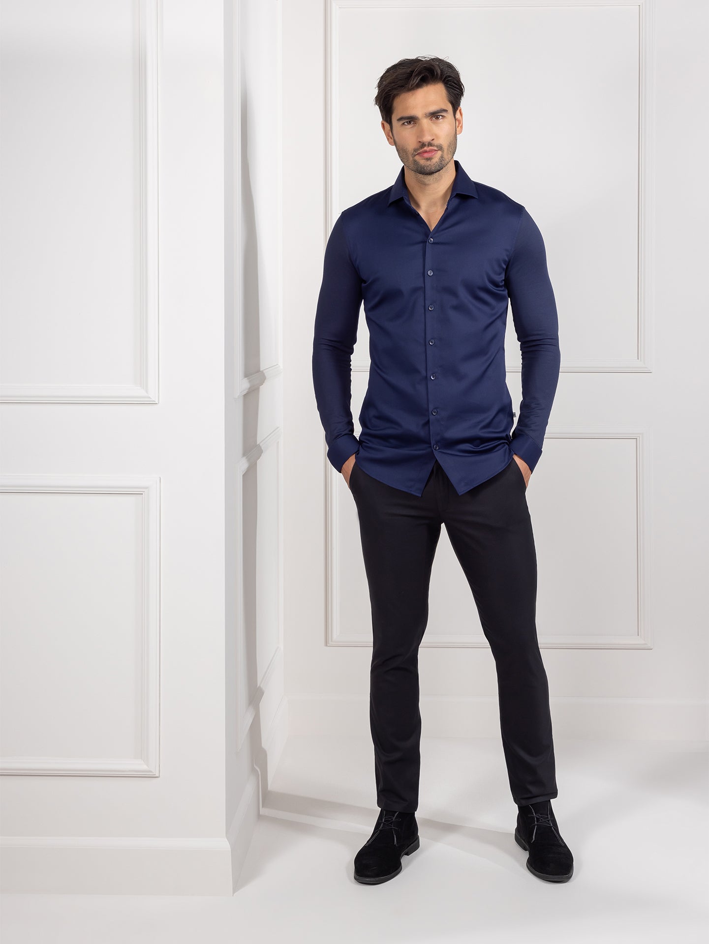 Service Shirt Liam Patriot Blue by Le Nouveau Chef -  ChefsCotton