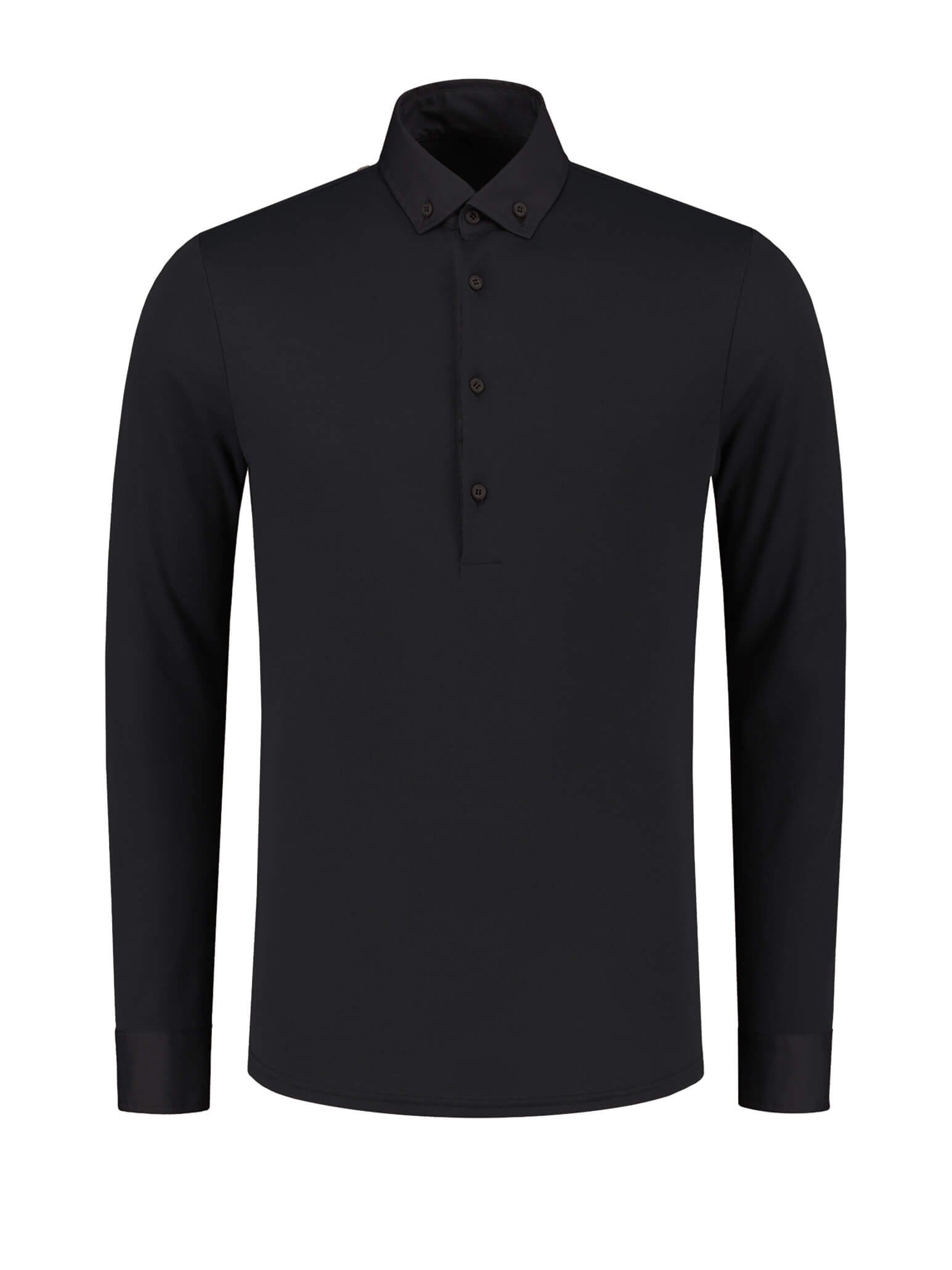 Longsleeve Polo Enzio Black by Le Nouveau Chef -  ChefsCotton