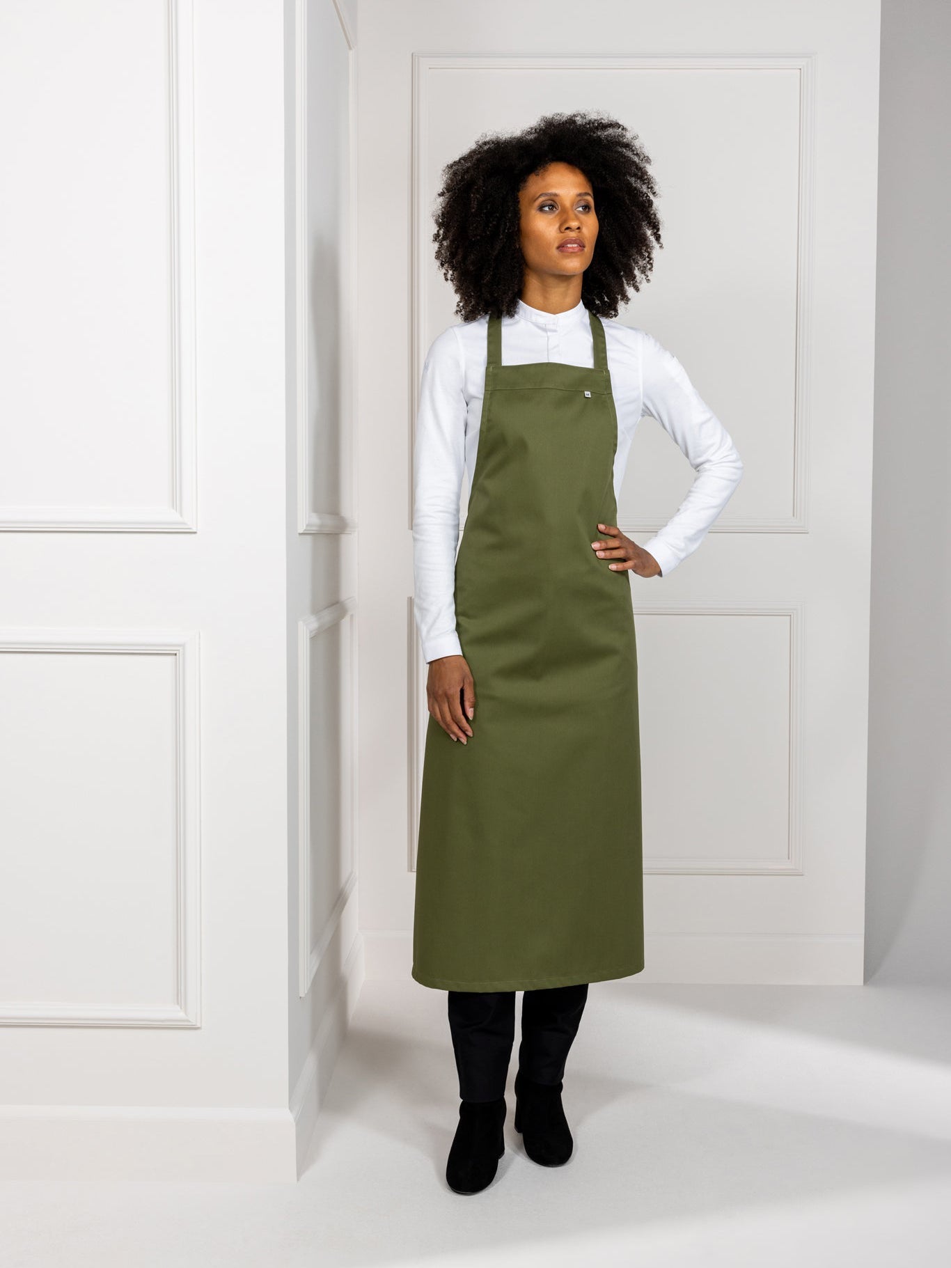 Bib Apron Denver Olive Green by Le Nouveau Chef -  ChefsCotton